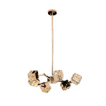 Modern Crystal Cube Chandelier in Champagne Gold for Living and Dining Spaces