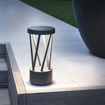 Outdoor Bollard Path Lights in Sand-Black Aluminum with Warm LED Glow
