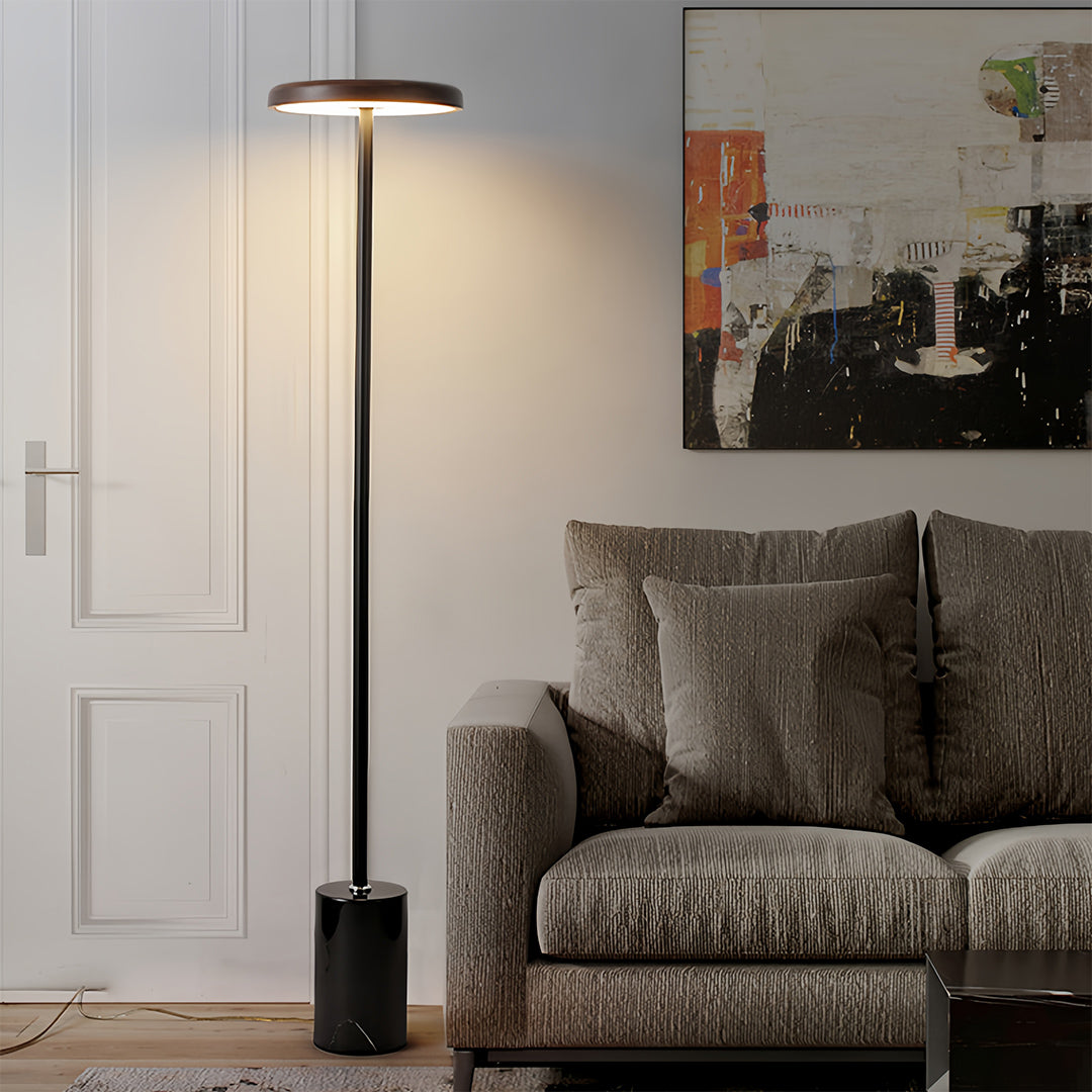 Lumina Floor Lamp – Modern LED Uplight with Marble Base and Acrylic Shade