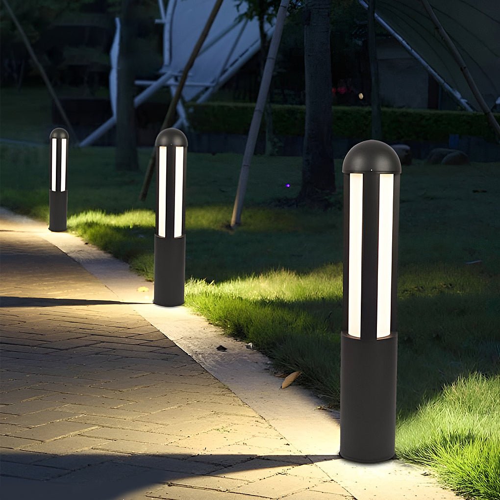 Cylindrical LED Bollard Pathway Lights in Minimalist Aluminum for Modern Outdoor Spaces