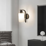Cylindrical Glass Wall Sconce in Matte Black for Modern Interiors