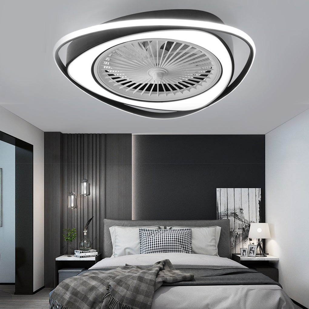 Modern Minimalist Stepless Dimming Invisible Ceiling Fan Light For Bedroom