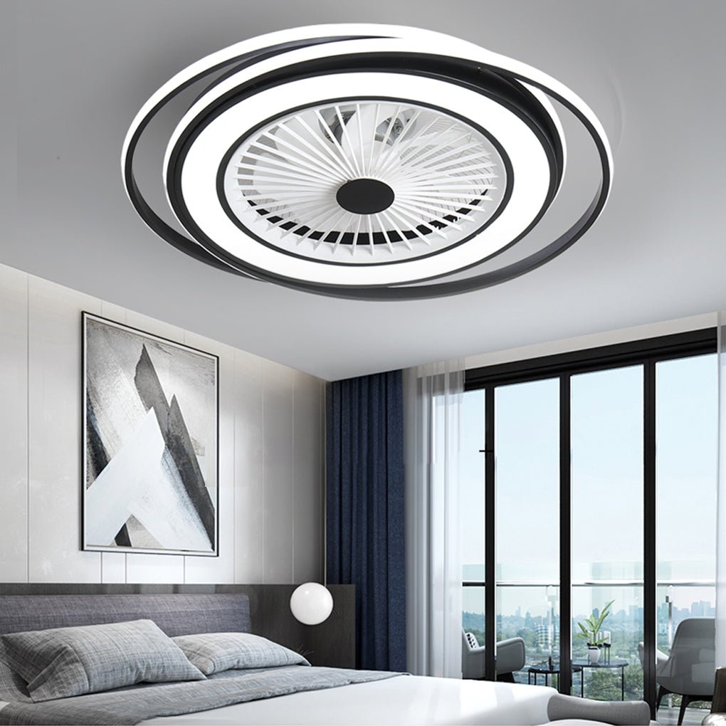 Modern Minimalist Stepless Dimming Invisible Ceiling Fan Light For Bedroom