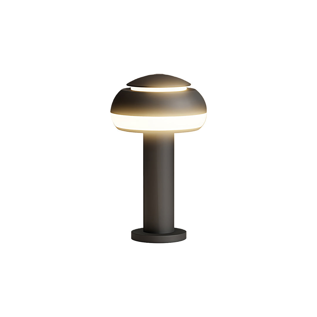 Mushroom Path Light Minimalist Dome Landscape Bollard in Black