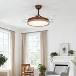 Walnut Wood Ceiling Fan with Four Lights, Silent LED Dimmable
