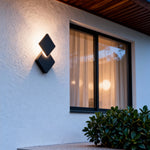 Geometric Outdoor Wall Sconce in Black Aluminum, IP54 Waterproof LED