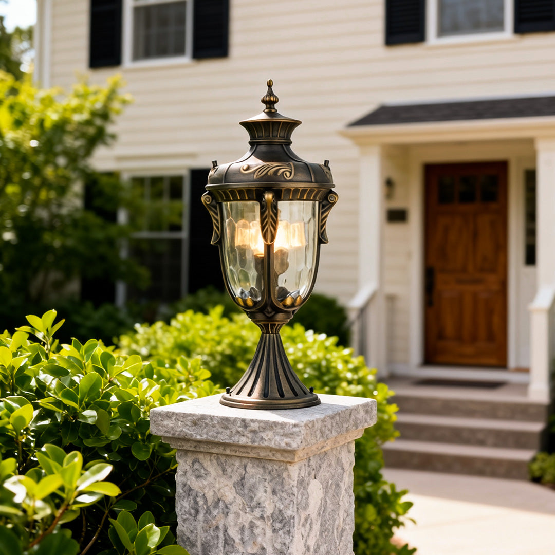 European Solid Copper Outdoor Pillar Lights for House, IP55 Waterproof