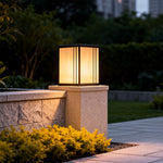 Luxury Outdoor Pillar Light with Marble Shade and LED