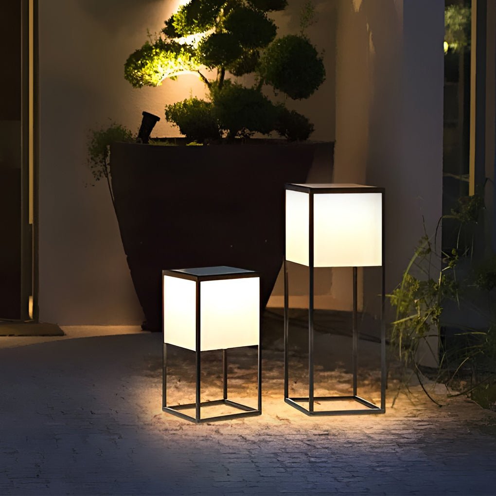 Aria Square Solar Post Light in Stainless Steel and Acrylic