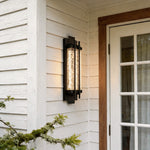 Modern Outdoor Wall Sconce in Black Stainless Steel with Warm LED Light