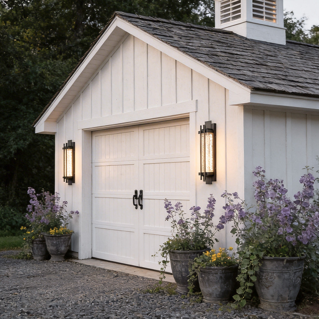 Modern Outdoor Wall Sconce in Black Stainless Steel with Warm LED Light