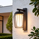 Aurelia Outdoor Wall Lantern Sconce in Black Stainless Steel