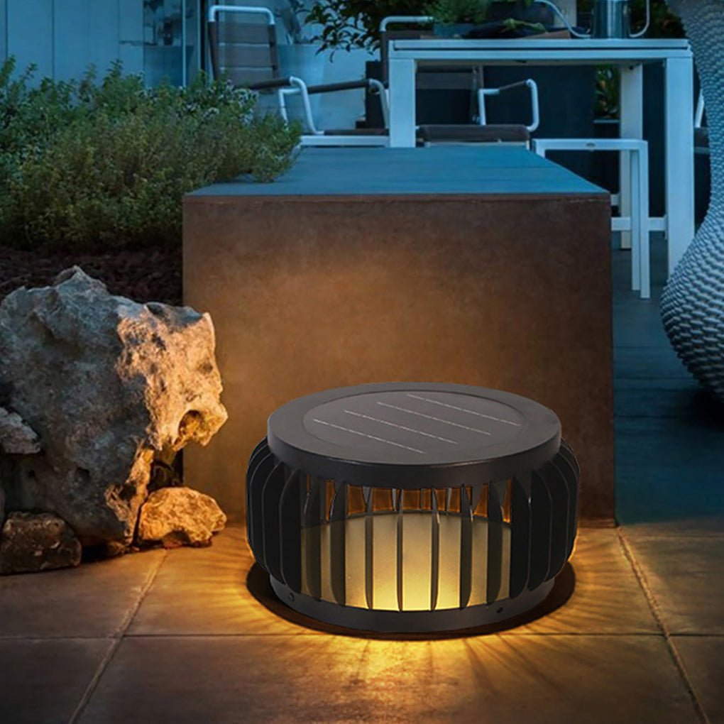 Modern Outdoor Waterproof Solar Three Color Dimming Led Garden Lamp Post Light