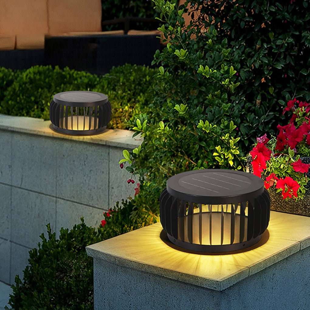 Modern Outdoor Waterproof Solar Three Color Dimming Led Garden Lamp Post Light