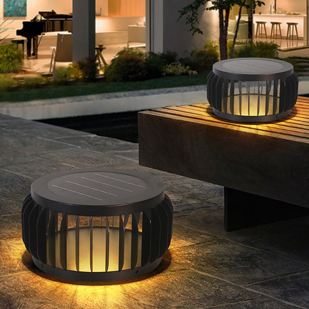 Modern Outdoor Waterproof Solar Three Color Dimming Led Garden Lamp Post Light