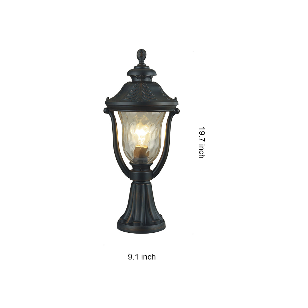 Chestnut Aluminum Post Light with Clear Glass Shade for Modern Gardens