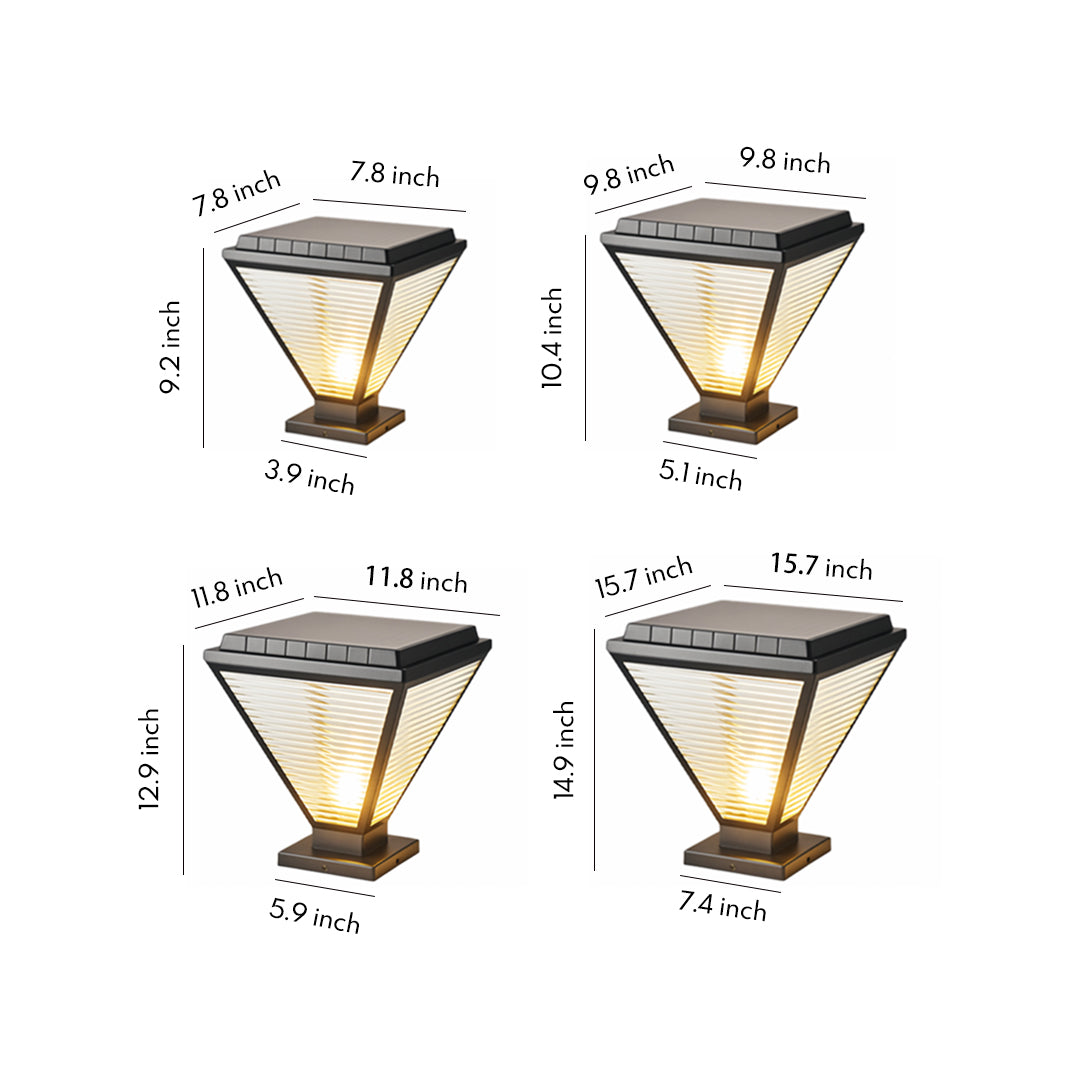 Modern Outdoor Pillar Light with LED Warm Glow, Black Aluminum