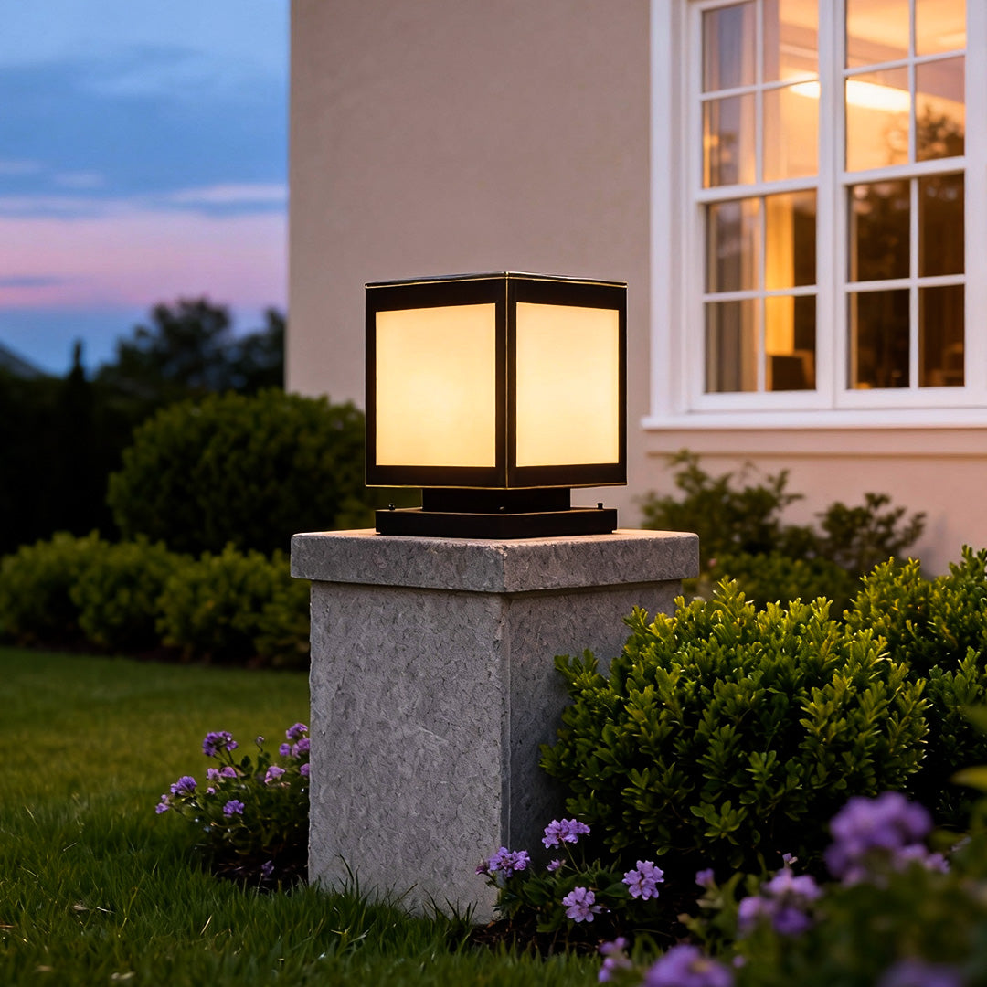 Pillar Solar Light Outdoor Waterproof Square Copper Light