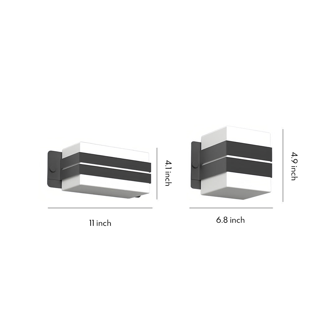 Geometric Outdoor Wall Sconce in Black and White Stainless Steel