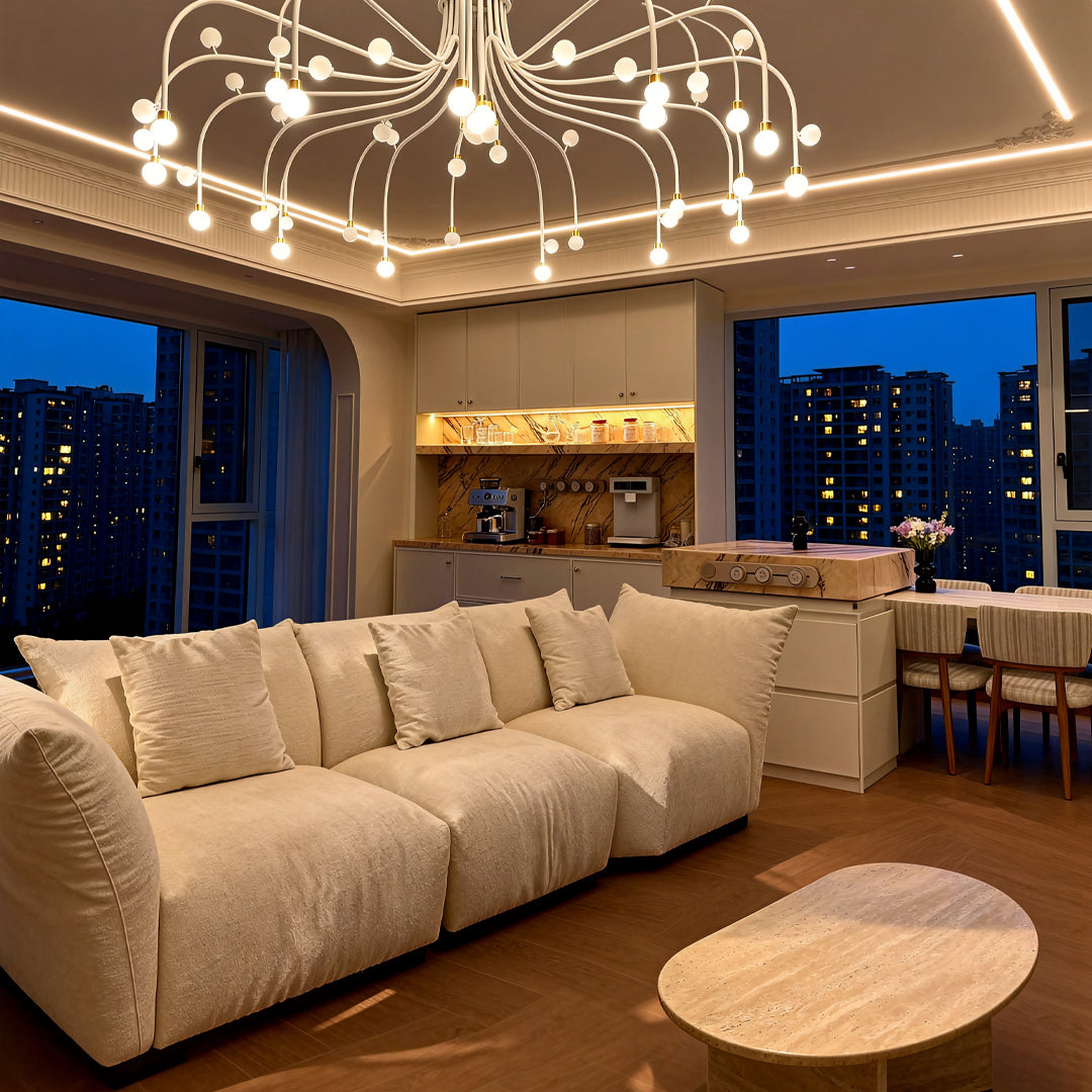 Modern Retro Adjustable LED Chandelier with Acrylic Shade