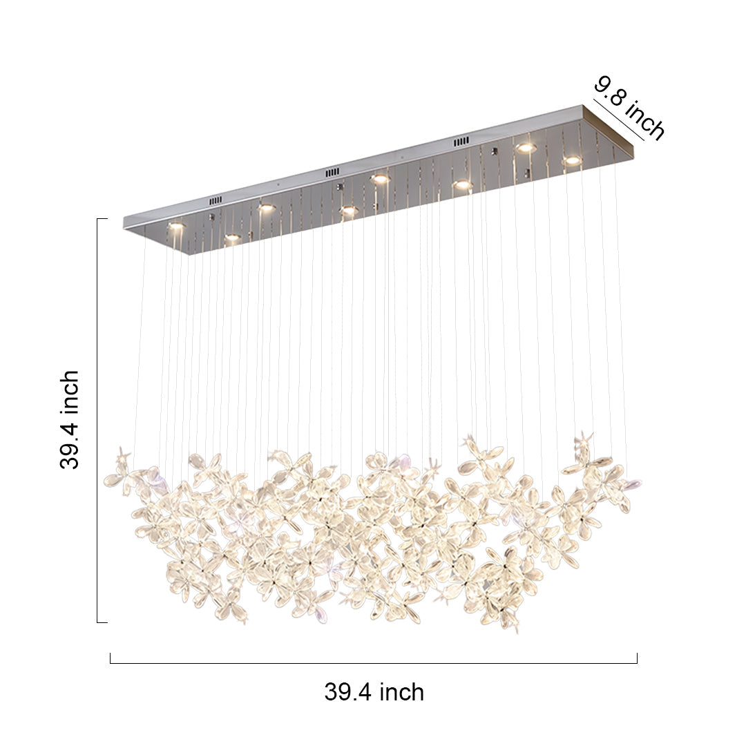 Italian Rock Crystal Chandelier with Flower-Shaped Crystal Shades