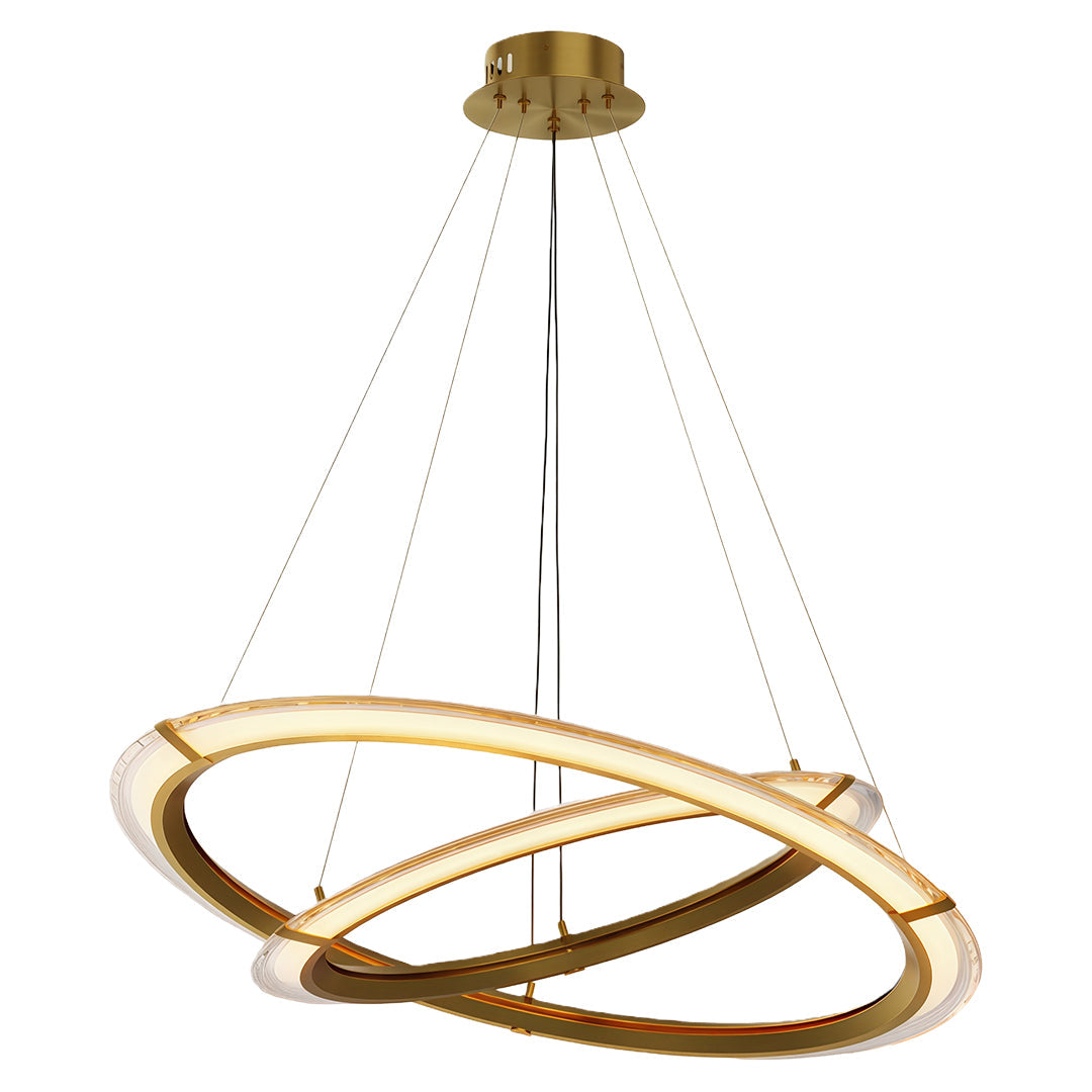 Aurelia Modern Round LED Chandelier – Designer Ceiling Light in Copper, Nickel, or Black