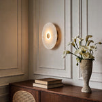 Round Marble Wall Sconce with Brass Accent – Modern Nordic LED Lighting