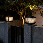 Modern Copper Pillar Lights with Textured Glass for Outdoor Spaces