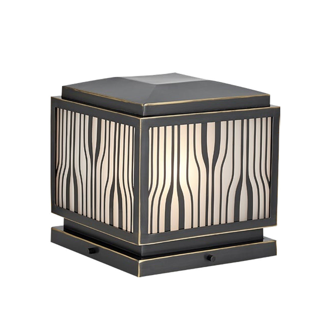 Modern Copper Pillar Lights with Textured Glass for Outdoor Spaces