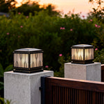 Modern Copper Pillar Lights with Textured Glass for Outdoor Spaces