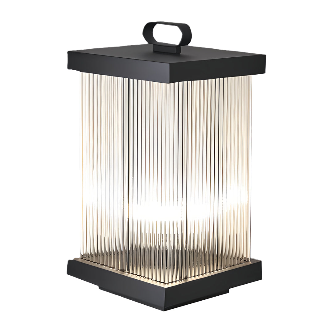 Ripple Glass Solar Lanterns for Garden, Modern Black Outdoor Lighting