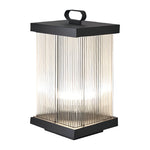Ripple Glass Solar Lanterns for Garden, Modern Black Outdoor Lighting