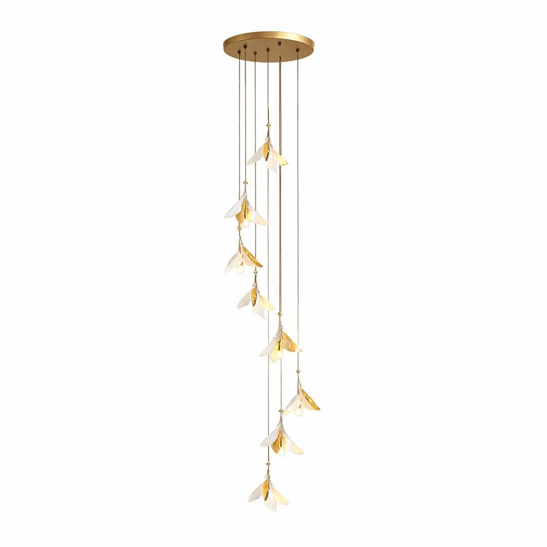 Artisan Ceramic Flower Chandelier for Staircases and Grand Interiors