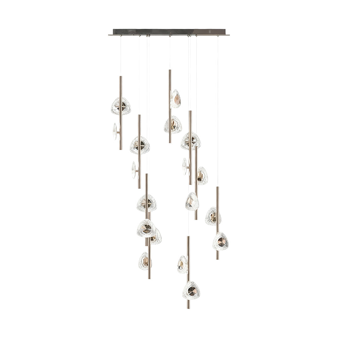 Crystal Cascade Staircase Chandelier in Gold Aluminum