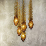 Cognac Crystal Staircase Chandelier – Modern Linear LED Pendant for Grand Interiors