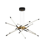 Linear Sputnik LED Chandelier with Remote Dimming in Gold and Black