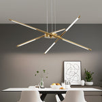 Linear Sputnik LED Chandelier with Remote Dimming in Gold and Black
