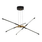 Linear Sputnik LED Chandelier with Remote Dimming in Gold and Black