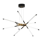 Linear Sputnik LED Chandelier with Remote Dimming in Gold and Black