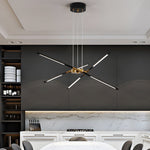 Linear Sputnik LED Chandelier with Remote Dimming in Gold and Black