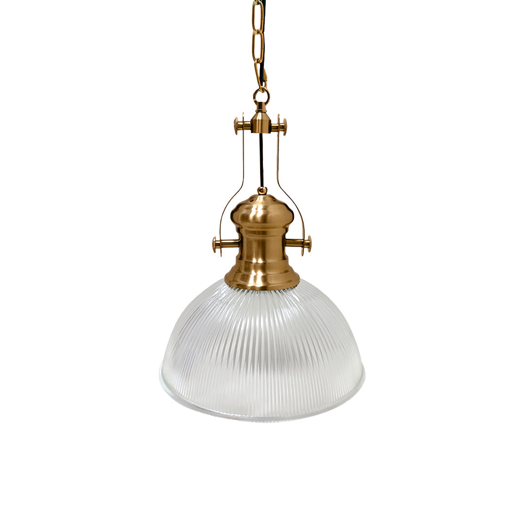 Nordic Textured Glass Pendant Light with Brass Accents, Adjustable Chain