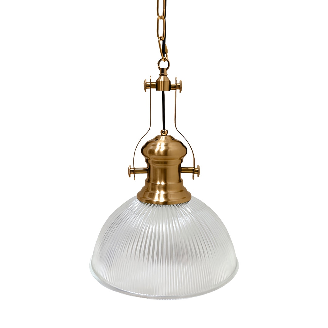 Nordic Textured Glass Pendant Light with Brass Accents, Adjustable Chain
