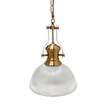 Nordic Textured Glass Pendant Light with Brass Accents, Adjustable Chain