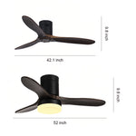 Aria 52" LED Ceiling Fan with Light, Three Solid Wood Blades, Matte Black Iron