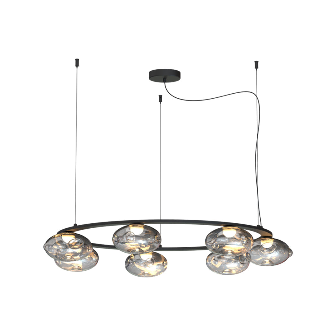 Aurelia Modern Traditional Chandelier in Black Iron and Smoke Glass