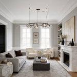 Aurelia Modern Traditional Chandelier in Black Iron and Smoke Glass