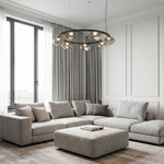 Aurelia Modern Traditional Chandelier in Black Iron and Smoke Glass