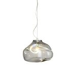 Hand-Blown Textured Glass Pendant Light in Teal or Ash, Modern Nordic Hanging Lamp
