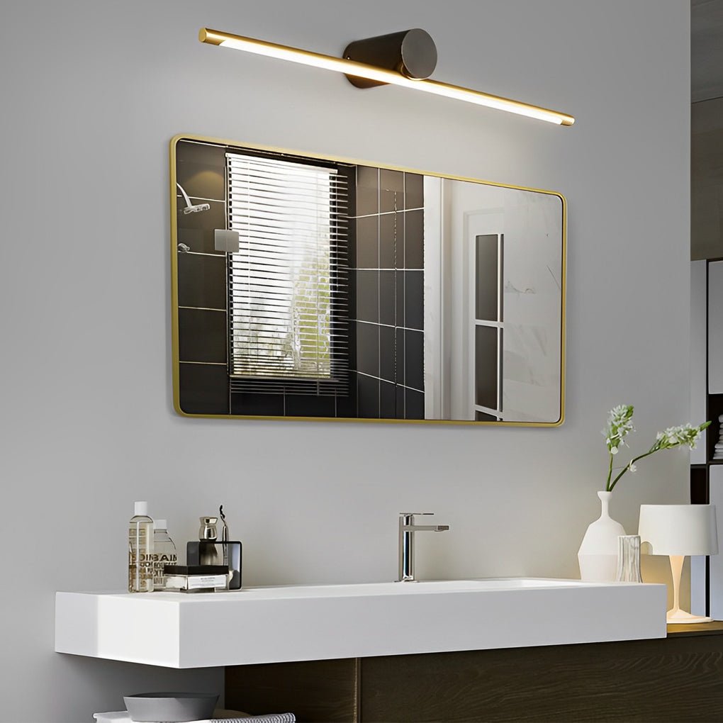 Modern Two-Tone LED Bathroom Vanity Light with Copper Cylinder and Linear Bar