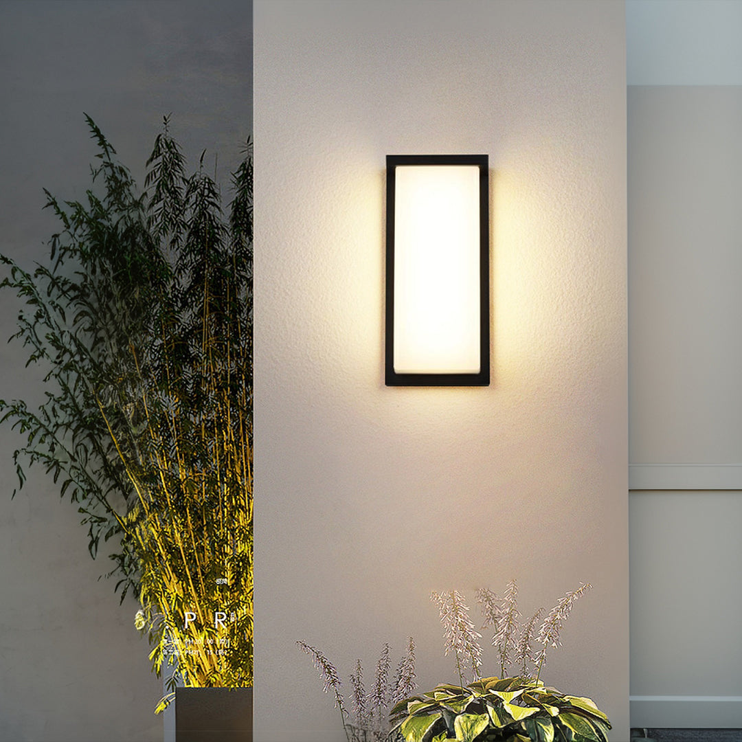 Modern Rectangular LED Outdoor Wall Sconce, Matte Black Aluminum, IP65 Waterproof